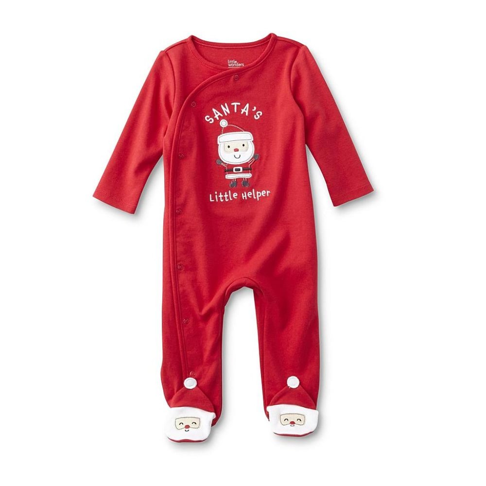 BOYS - sz NB NWT Little Wonders CHRISTMAS Santa Infant Footed one piece sleeper